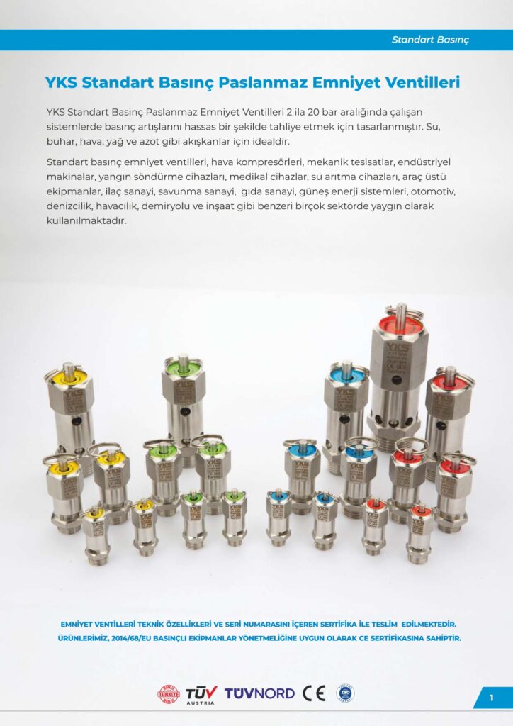 Paslanmaz Emniyet Ventili YKS