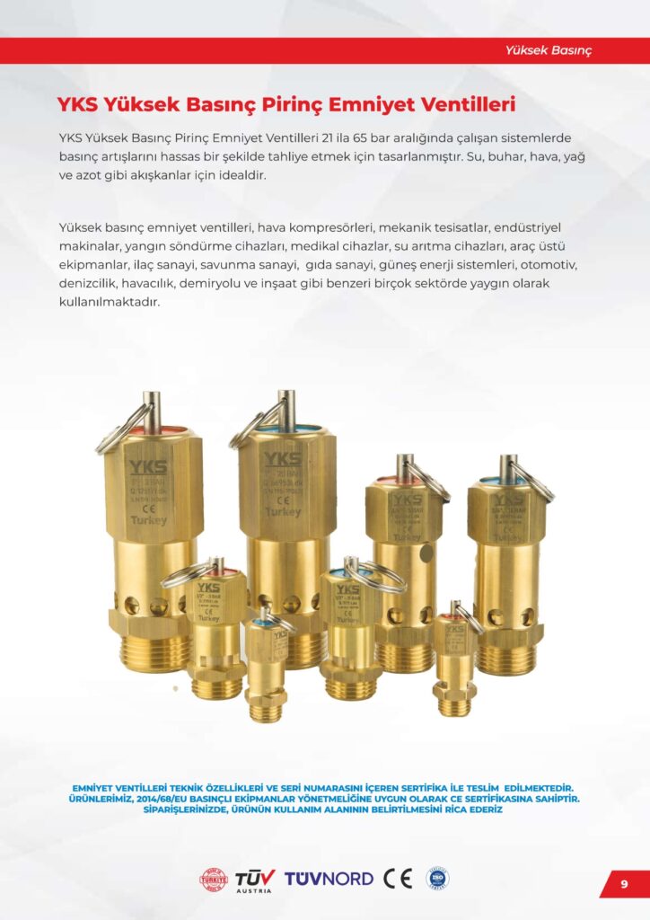 Pirinç Emniyet Ventili YKS
